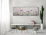 Tableau peint à la main Rêve floral Rose foncé - Bois massif - Textile - 150 x 50 x 4 cm