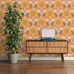 Retro-Tapete 70er Jahre Blumen Beige - Braun - Orange - Rot - Gelb