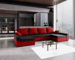 Ecksofa DENVI-U Schwarz - Rot