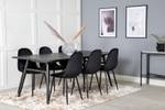 Essgruppe Sleek (7-teilig) Schwarz - Massivholz - 95 x 75 x 195 cm