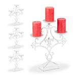 4 x Kerzenständer dreiarmig weiß Weiß