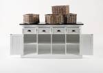 Buffet Halifax 6 Noir - En partie en bois massif - 160 x 85 x 50 cm