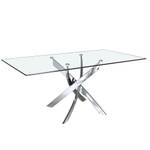 Table à manger courbée en acier et verre Métal - 140 x 75 x 95 cm