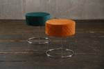 Tabouret DEMI velours pied argent Orange