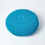 Großer Strickpouf 100% Baumwolle Türkis