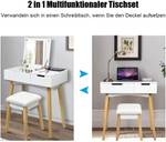 2 in 1 Schminktisch Schreibtisch Weiß - Holzwerkstoff - 40 x 115 x 74 cm