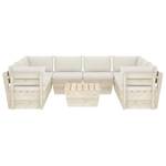 Mobilier de jardin (lot de 9) 3016490-21 Crème - Blanc crème - Blanc