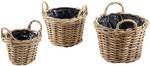 3tlg. Set Blumentopf RATTANSET3 Grau - Rattan - 31 x 21 x 31 cm