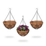 Pot de fleurs lot de 3 avec coco Noir - Marron - Métal - Fibres naturelles - 31 x 48 x 31 cm