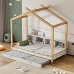 Tagesbett HomeyWoody Ⅰ Beige - Holzwerkstoff - Massivholz - Holzart/Dekor - 95 x 188 x 205 cm