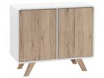 Buffet MILO Marron - Blanc - Bois manufacturé - 90 x 76 x 40 cm