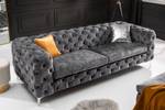 3er Sofa MODERN BAROCK 235cm grau Samt