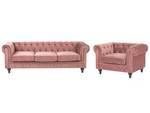 Chesterfield Sofa CHESTERFIELD 2-tlg Schwarz - Pink - 201 x 70 x 75 cm