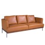 3-Sitzer-Sofa aus Leder mit Stahlbeinen Braun - Echtleder - Textil - 214 x 87 x 93 cm