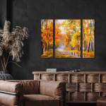 Triptyque sur toile peinture d'automne 1 Orange - Fibres naturelles - 12 x 97 x 7 cm