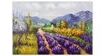 Tableau peint Rangées du doux souvenir Mauve - Bois massif - Textile - 90 x 60 x 4 cm
