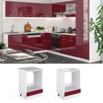 Meuble bas four R-Line 60cm bordeaux Bordeaux brillant - Blanc