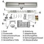 Aica Duschrinne 80cm mit Siphon Tiefe: 80 cm