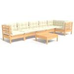 Garten-Lounge-Set Weiß - Massivholz - 64 x 29 x 64 cm