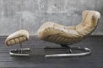 KAWOLA Relaxsessel ROWE Sessel Leder KAWOLA Relaxsessel ROWE Sessel Leder creme (B/H/T) 87x80x110cm inklusive Hocker - Cremeweiß