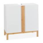 Meuble dessous de lavabo en bambou blanc Marron - Blanc - Bambou - Bois manufacturé - 60 x 61 x 31 cm