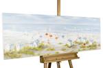 Tableau peint Brise de la Mer du Nord Bleu - Bois massif - Textile - 150 x 50 x 4 cm