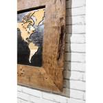 Décoration murale carte du monde en teck Marron - En partie en bois massif - 80 x 60 x 6 cm