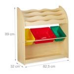 Kinderregal mit Aufbewahrungsboxen Braun - Rot - Gelb - Holzwerkstoff - Metall - Kunststoff - 83 x 89 x 32 cm