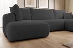 Ovo U-Form-Ecksofa, Schlaffunktion Dunkelgrau - Ecke davorstehend links - Longchair davorstehend rechts - Ottomane davorstehend links