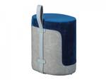 Pouf aus blauem und grauem Samt mit Blau - Holzwerkstoff - 43 x 33 x 38 cm