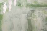 Tableau peint à la main Half-Concealed Vert - Blanc - Bois massif - Textile - 120 x 80 x 4 cm