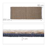 Tapis de passage tapis de sol en jute Bleu - Marron - Fibres naturelles - Textile - 80 x 1 x 200 cm