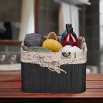 Panier de rangement en bambou lot de 3 Noir - Blanc - Bambou - Métal - Textile - 31 x 20 x 31 cm