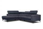 Ecksofa Morello (5-Sitzer) Marineblau - Ecke davorstehend links - Longchair davorstehend links