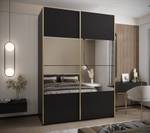 Armoire Lux 4 Noir - Doré - Largeur : 180 cm