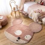 Kinderwolle-Teppich Mighty Mouse Pink - Naturfaser - Textil - 120 x 2 x 120 cm