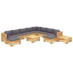 Garten-Lounge-Set 3028565-21 (12-teilig) Grau - Massivholz - Holzart/Dekor - 69 x 60 x 69 cm