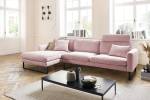 Sofa RICARDA Ecksofa Cord Pink - Ecke davorstehend links - Longchair davorstehend links