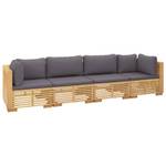 Garten-Lounge-Set 3028565-5 (4-teilig) Grau - Massivholz - Holzart/Dekor - 69 x 60 x 69 cm