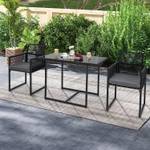 Gartenmöbel-Set Rattan (3er Set) Schwarz - Rattan