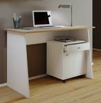 Bureau Table d'ordinateur Masola Maxi Imitation chêne de Sonoma - Blanc - Largeur : 110 cm
