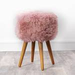 Schaffell Holz Hocker I Pink