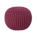 Runder Strickpouf 100% Baumwolle Bordeaux