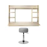 Bureau mural 110x75x48cm bois clair Marron