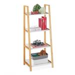 Badregal Leiter 4 Ablagen Braun - Weiß - Bambus - Holzwerkstoff - 43 x 112 x 36 cm