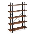 Bücherregal Industrial mit 5 Ebenen Schwarz - Braun - Holzwerkstoff - Metall - 120 x 178 x 33 cm