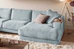 Sofa MADELINE Wohnlandschaft Cord Hellblau - Armlehne davorstehend links - Longchair davorstehend rechts