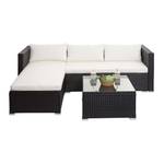 Poly-Rattan Garnitur F57 (3-teilig) Braun - Weiß - Metall - Kunststoff - Polyrattan - 197 x 63 x 70 cm