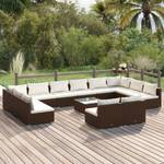 Garten-Lounge-Set (13-teilig) 3013634-1 Braun - Weiß - Metall - Polyrattan - 60 x 30 x 60 cm