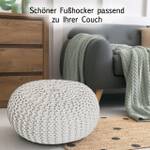 Pouf Sitzpouf Bodenkissen Strickhocker Weiß